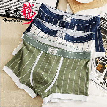 New Striped Cotton Boxer Briefs( Set of 03)